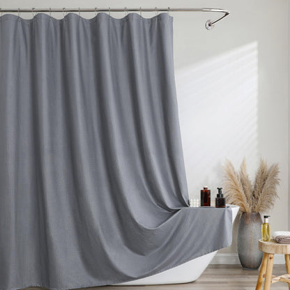 Pink Shower Curtain 72 Inch Length 1 Piece, Waffle Embossed Textured Soft Fabric Hotel Shower Curtain for Bathroom, Modern Polyester Water Repellent Machine Washable Bath Decor, 72Wx72L Inches