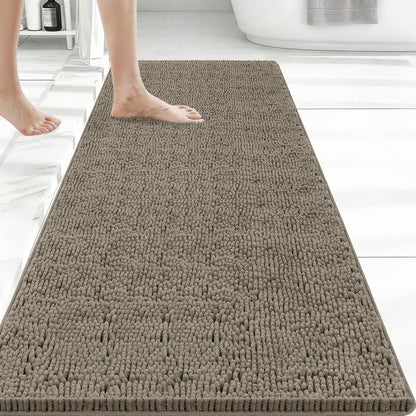 Bcoimo Bath Rug Mat,Sage Chenille High Absorbent Long Bathroom Runner Rugs