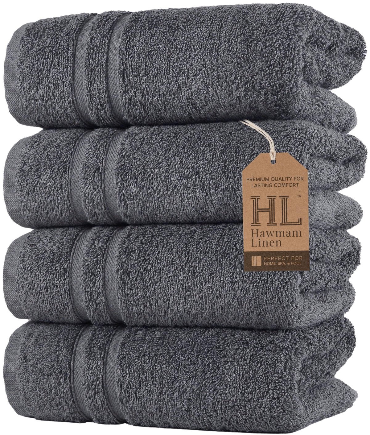 Hawmam Linen Cream 6 Piece Bath Towels Set for Bathroom Original Turkish Cotton Soft, Absorbent and Premium 2 Bath Towels, 2 Hand Towels, 2 Washcloths (Sea Salt)