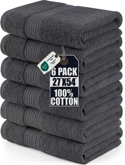 Utopia Towels 6 Pack Bath Towels, 27x54 in, 100% Cotton, Variety
