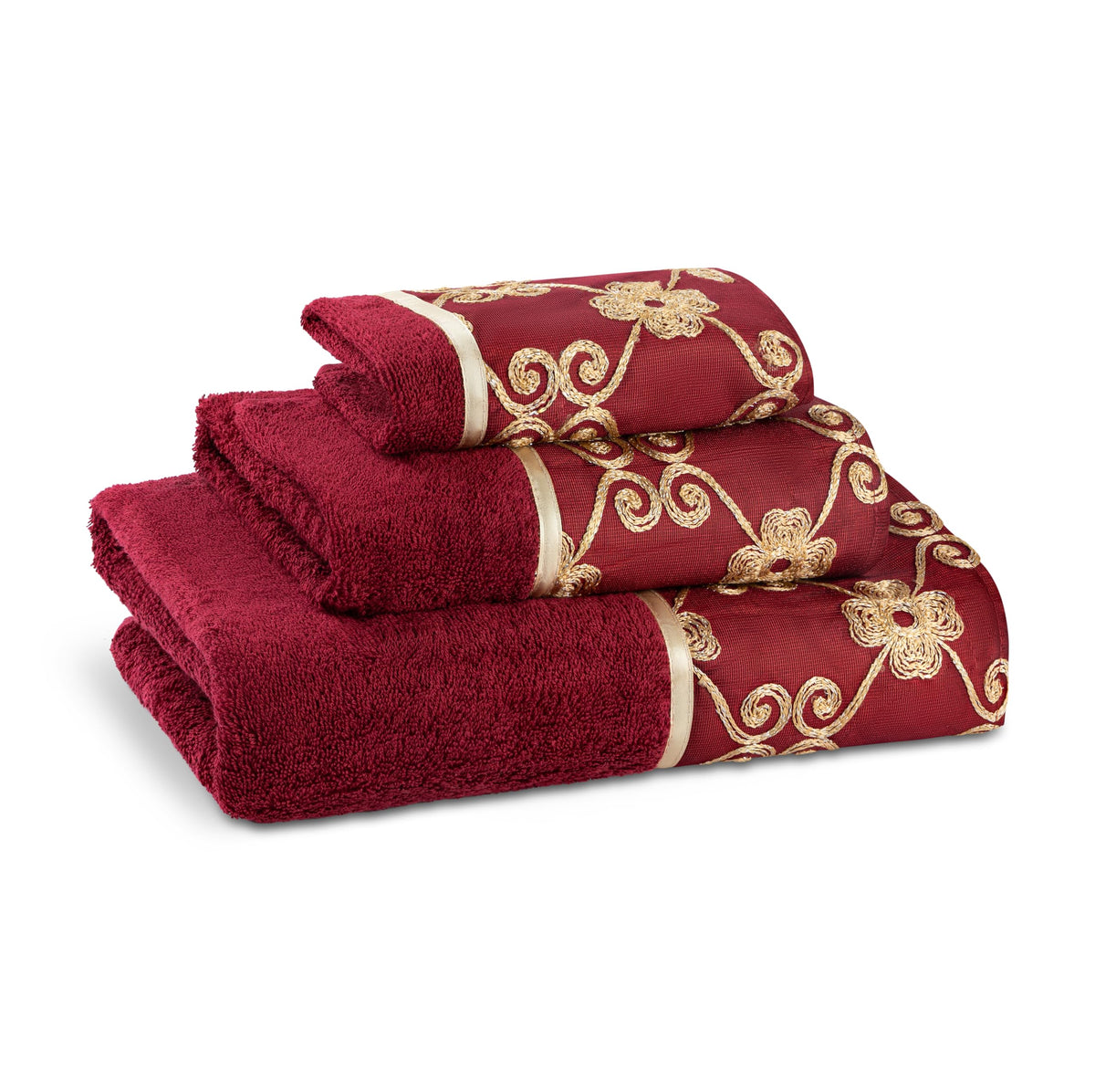 Zahari Home Sinatra Modern Bathroom Towel Set - 3 Piece Luxury Contemporary Decor Bling Champagne Gold Bath Towel Set Soft, Plush and Highly Absorbent