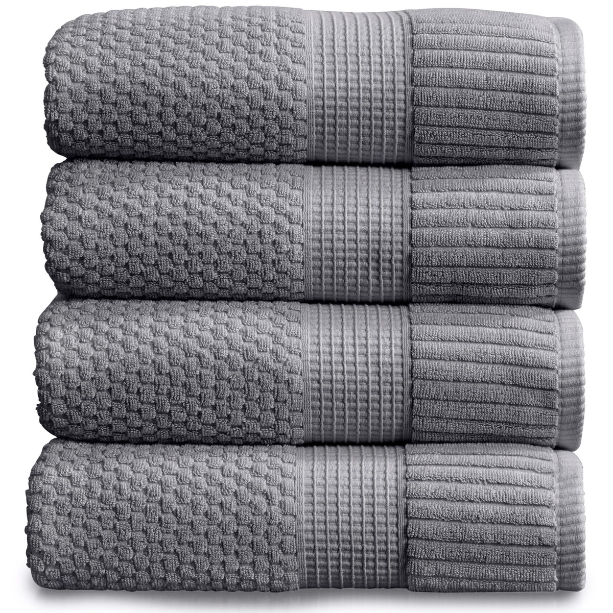 NY Loft 100% Cotton 4-Pack Bath Towel Set | White | Oeko-TEX | Quick-Dry