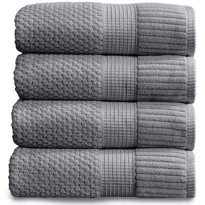 NY Loft 100% Cotton 4-Pack Bath Towel Set | White | Oeko-TEX | Quick-Dry