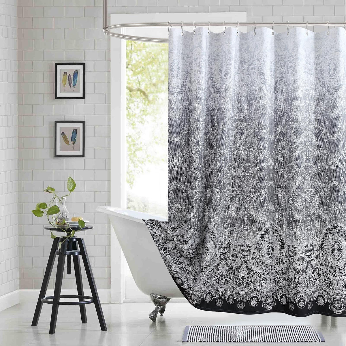 Fabric Shower Curtain, Blue Shower Curtain, Plolyester Ombre Shower Curtains for Bathroom, Modern Decorative Bathroom Curtains, 72" W x 72" H