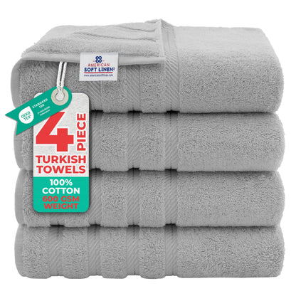 American Soft Linen 100% Cotton Luxury Turkish Towels, 4 PC Bath Towel Set