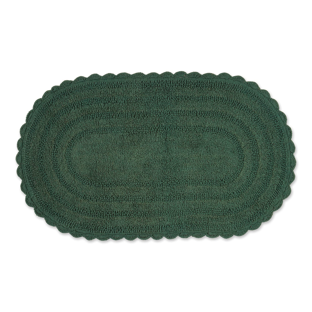 DII Crochet Collection Reversible Bath Mat, Small Oval, 17x24, Dark Green