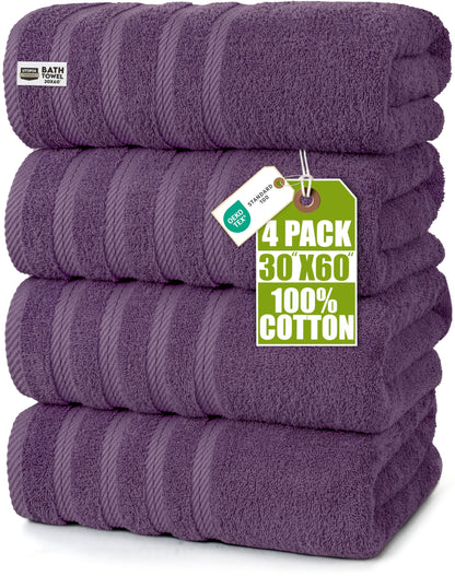 Utopia Towels 4 Pack XL Bath Towels, 30x60 in, Cotton, Grey