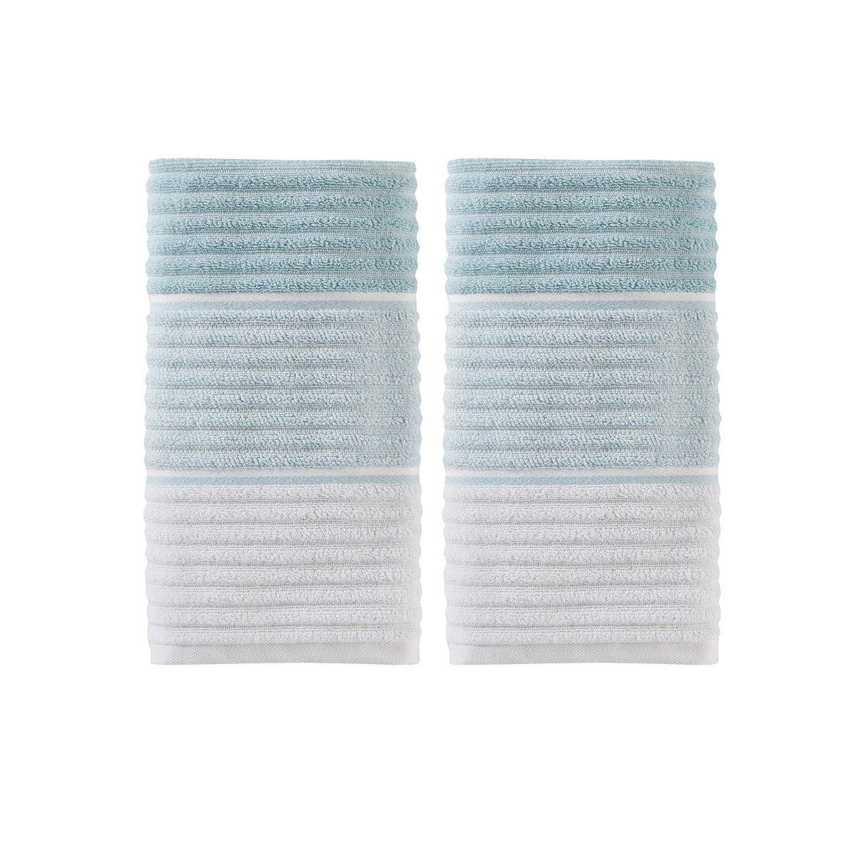 SKL Home Seabrook Stripe Hand Towel Set-2pc, Premium 100% Cotton, Teal