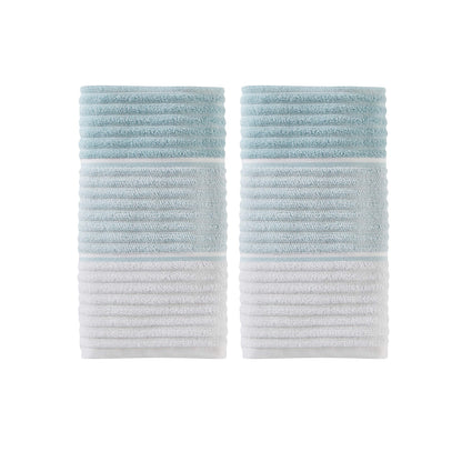 SKL Home Seabrook Stripe Hand Towel Set-2pc, Premium 100% Cotton, Teal