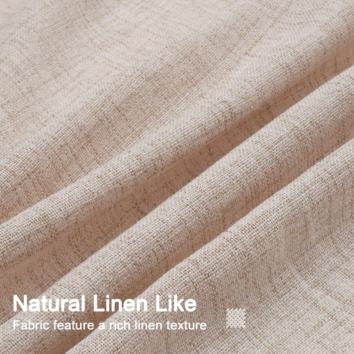 HIG Camel Linen-Like Pinch Pleated Shower Curtain, 72 Inch Wide, Fabric Bathroom Curtain with Memory Shape, Modern Neutral Solid Color, Machine Washable Privacy Cloth Curtain for All Season Use