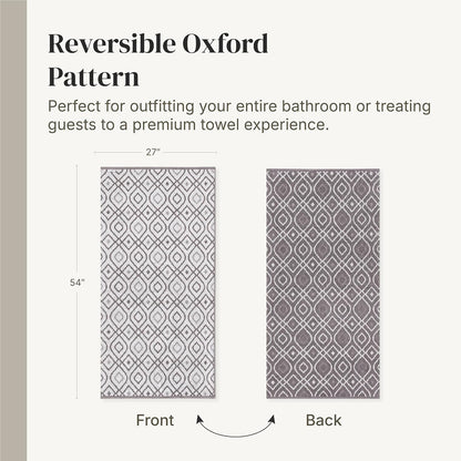 Modern Threads 6 Piece Bath Towel Set – Bathroom Set with 2 Bath Towels, 2 Hand Towels, and 2 Wash Cloths – 100% Cotton, Super Absorbent & Extra Soft – Reversible Classic Diamond (Gray)
