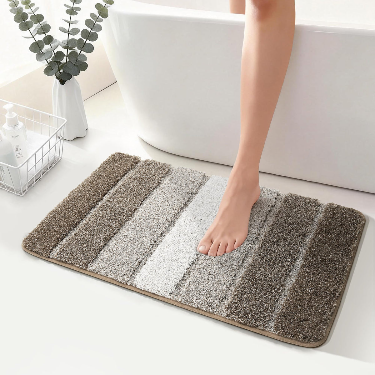 COSY HOMEER Bathroom Rugs 24x17,Ultra Soft Absorbent Bath Mat,Grey