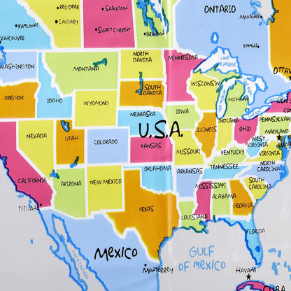 SKL Home The World Map Waterproof PEVA Shower Curtain, Clear/Multi