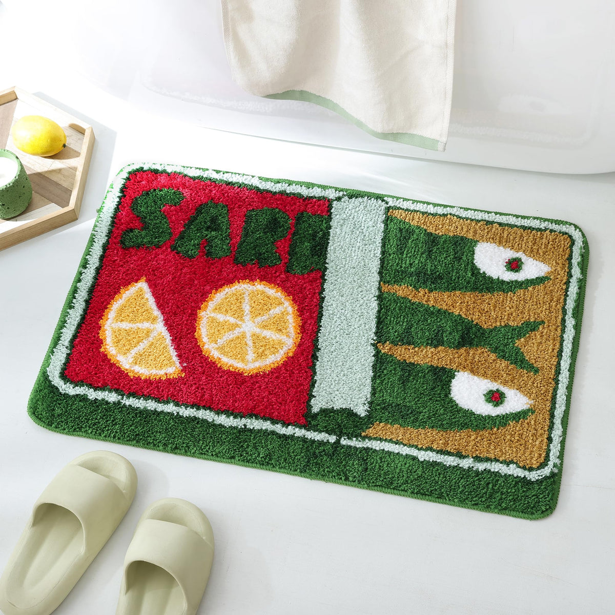 TRUEDAYS Sardine Bath Mat, Cute Bath Mat for Bathroom 20x30 Inch, Blue