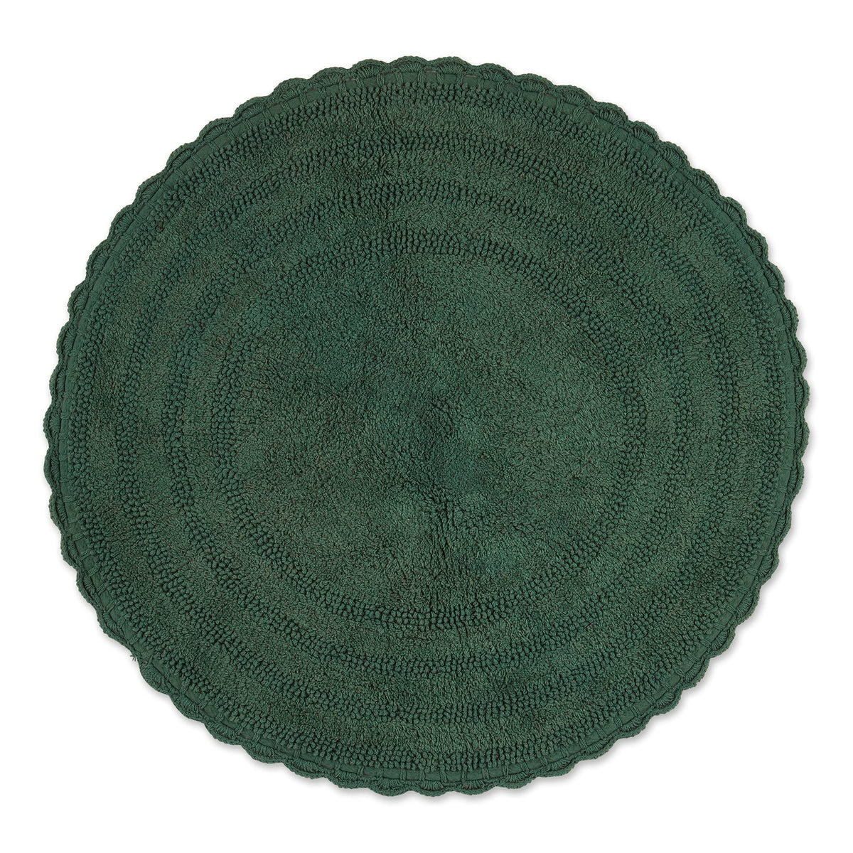 DII Crochet Collection Reversible Bath Mat, Small Oval, 17x24, Dark Green