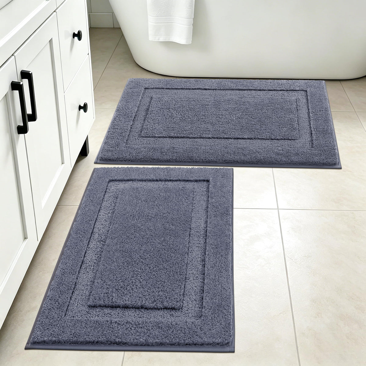 SHACOS Soft Microfiber Bathroom Rugs Set of 2 Pieces, White