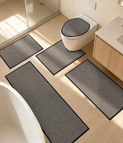 YIHOUSE Black Bathroom Rugs Sets 2 Pieces,Thin Bath Mat Quick Dry