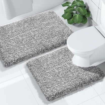 Yimobra Bathroom Rugs Sets 2 Piece, 32x20+24x17, Light Green and White