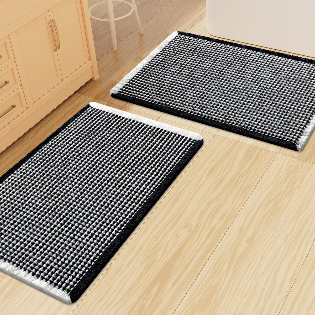 Smiry Waffle Bathroom Rugs Sets 2 Piece (30x20+24x16, Brown)