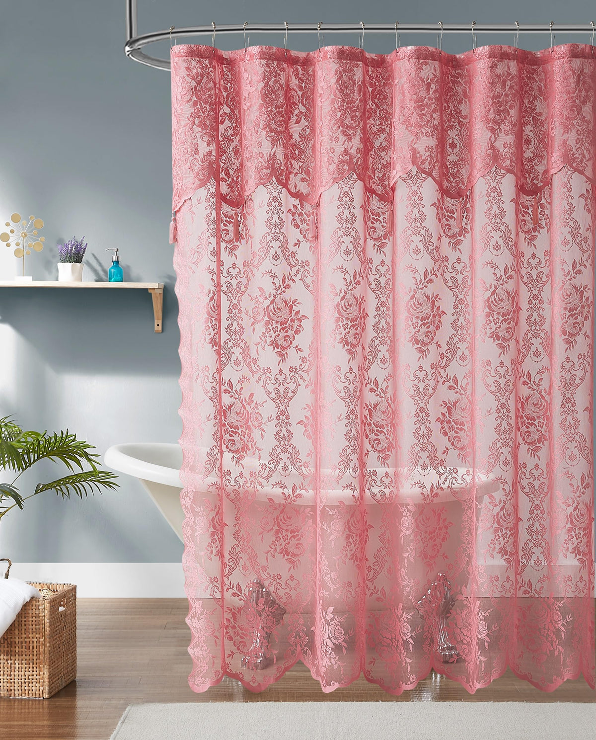 Warm Home Designs Golden Lace Shower Curtain with Valance. LAU Linen 72