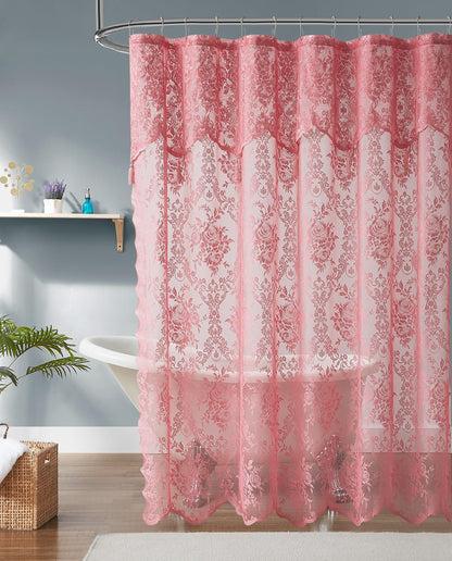 Warm Home Designs Golden Lace Shower Curtain with Valance. LAU Linen 72
