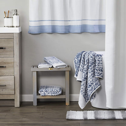 SKL Home Distressed Leaves Hand Towel Set-2pc, Turkish Cotton, Denim Blue