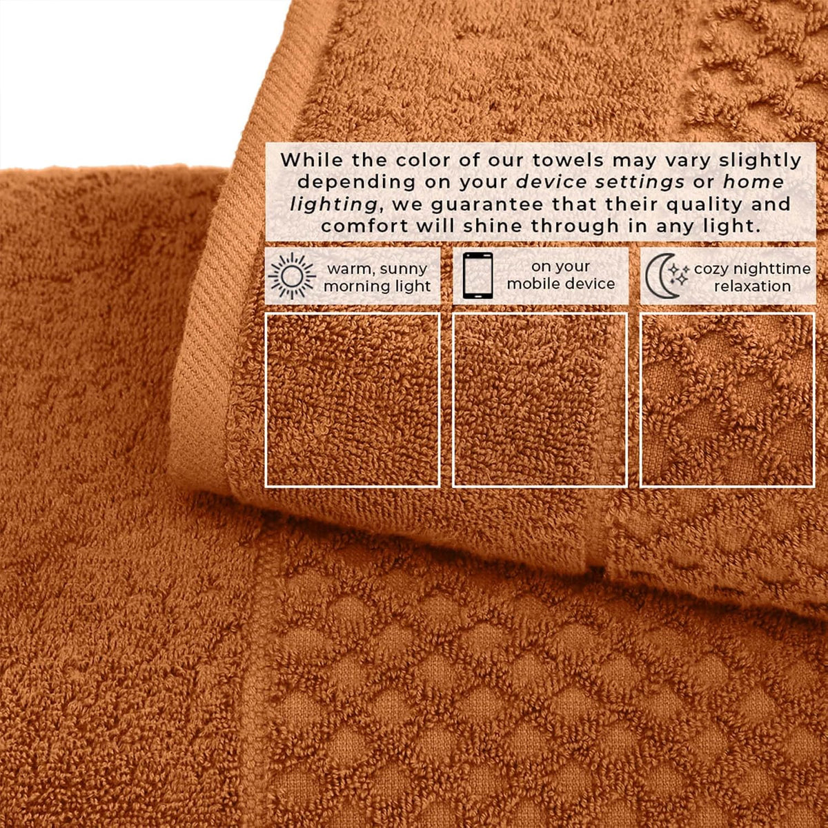 Great Bay Home Bath Towels - 100% Cotton 6 Piece Towel Set - Diamond Waffle Weave - Absorbent, Durable, Quick-Dry Towels for Bathroom (Copper)