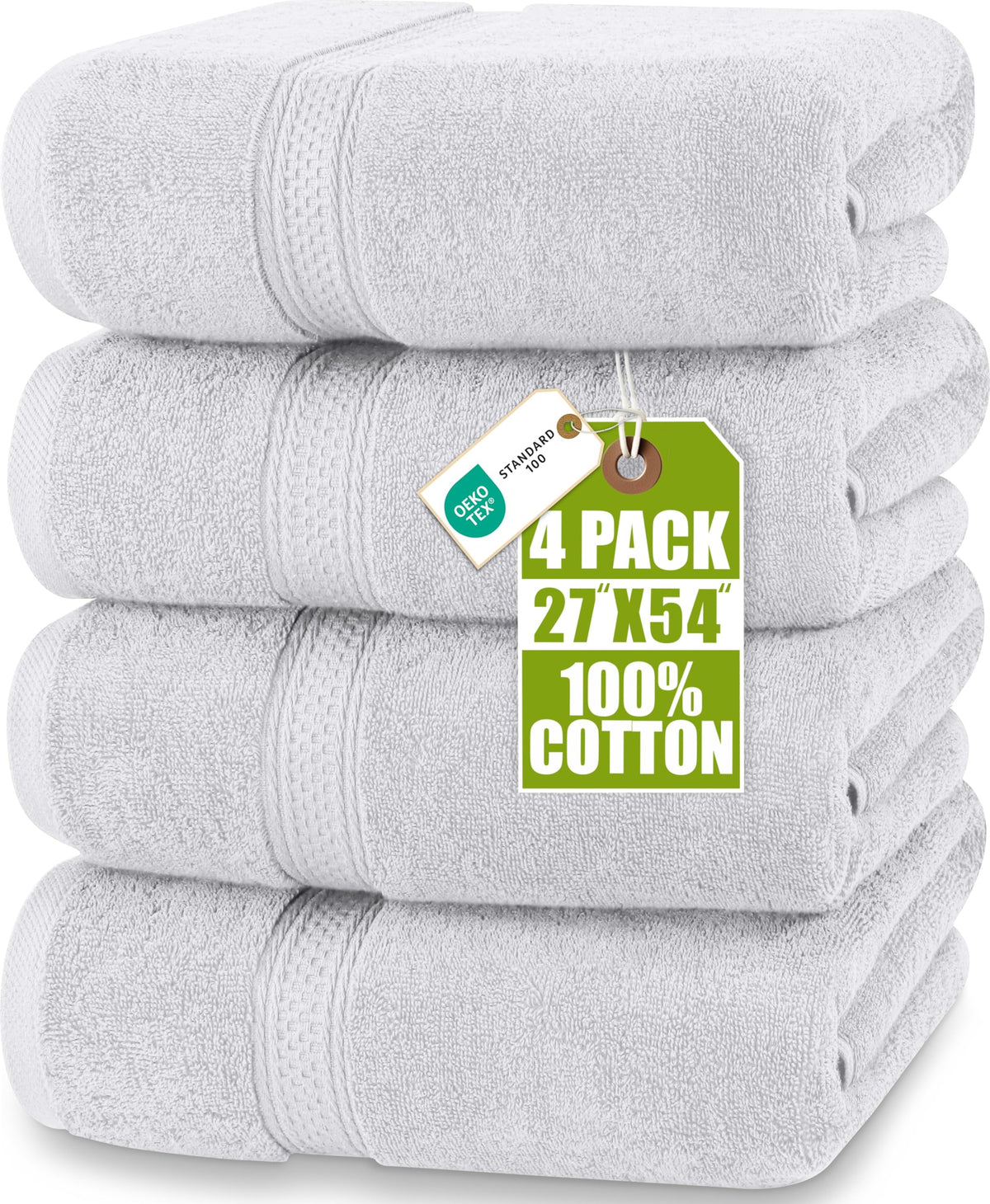 Utopia Towels 4 Pack Premium Bath Towels, 27x54 in, 600 GSM Cotton Grey