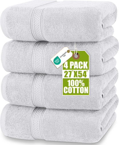Utopia Towels 4 Pack Premium Bath Towels, 27x54 in, 600 GSM Cotton Grey