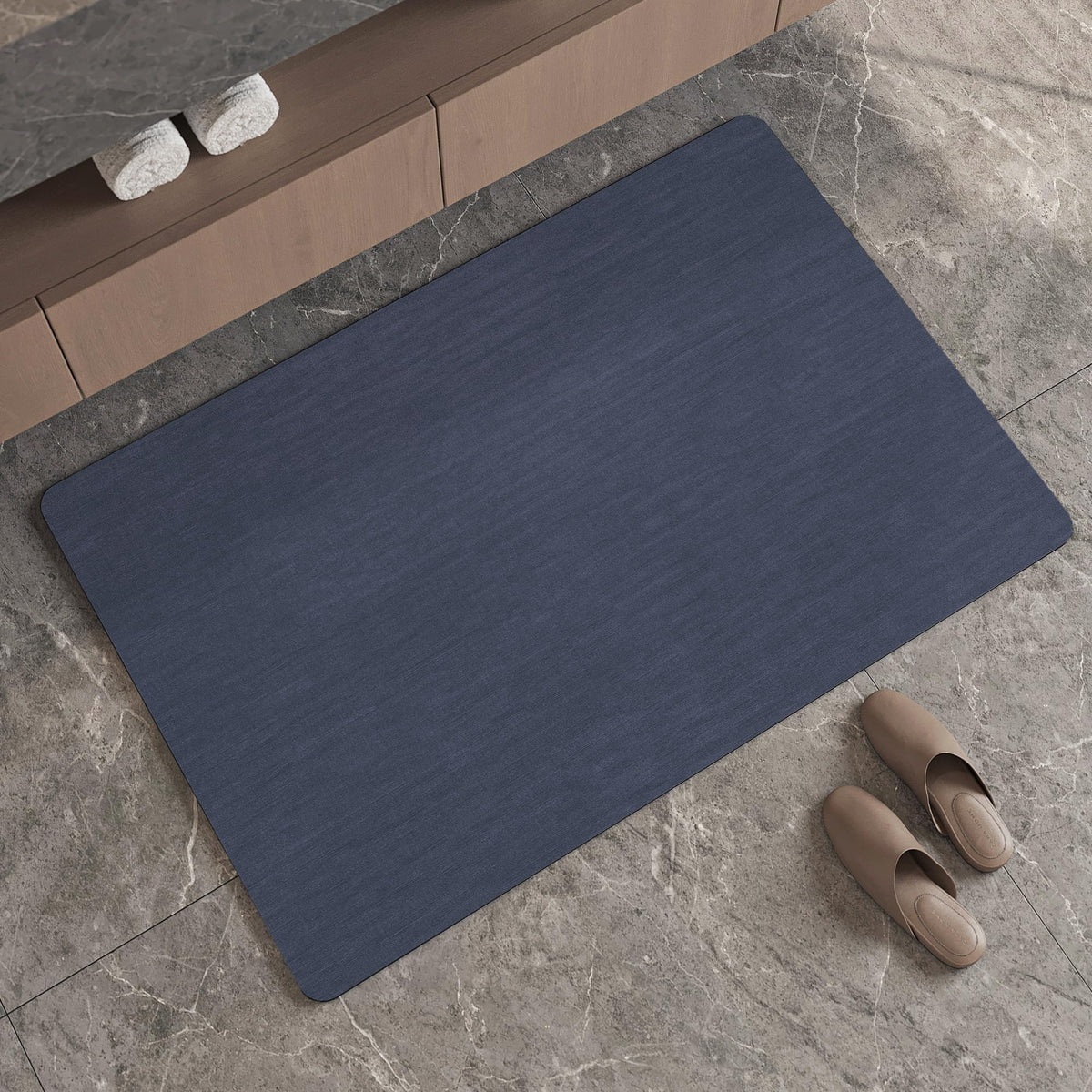 Mecko Bath Mat 16"x24",Ultra Thin Bathroom Rug fit Under Door Light Blue