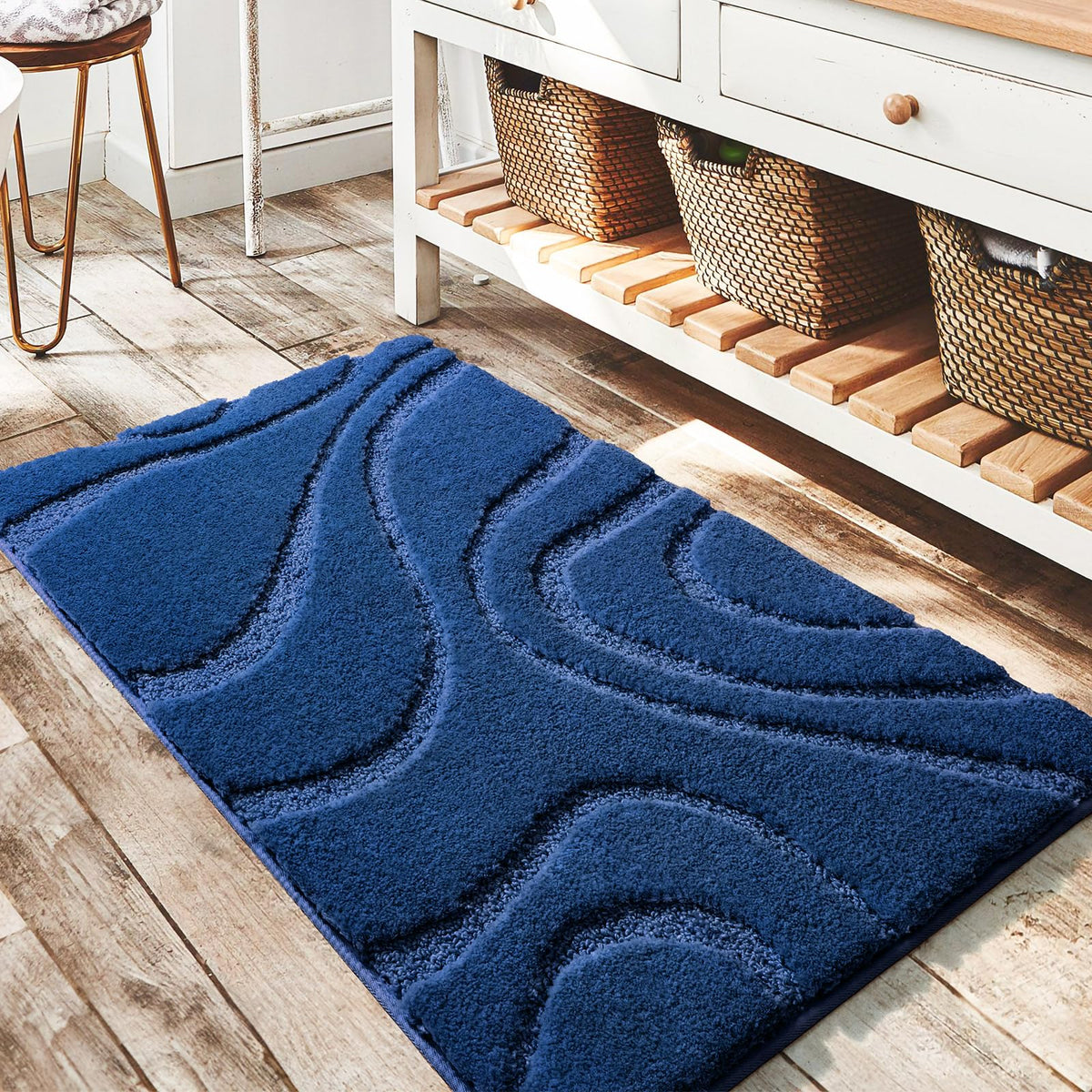 DEXDE Bathroom Rugs Runner 24x60 Long Non-Slip Bath Mats Floor Shower Gray