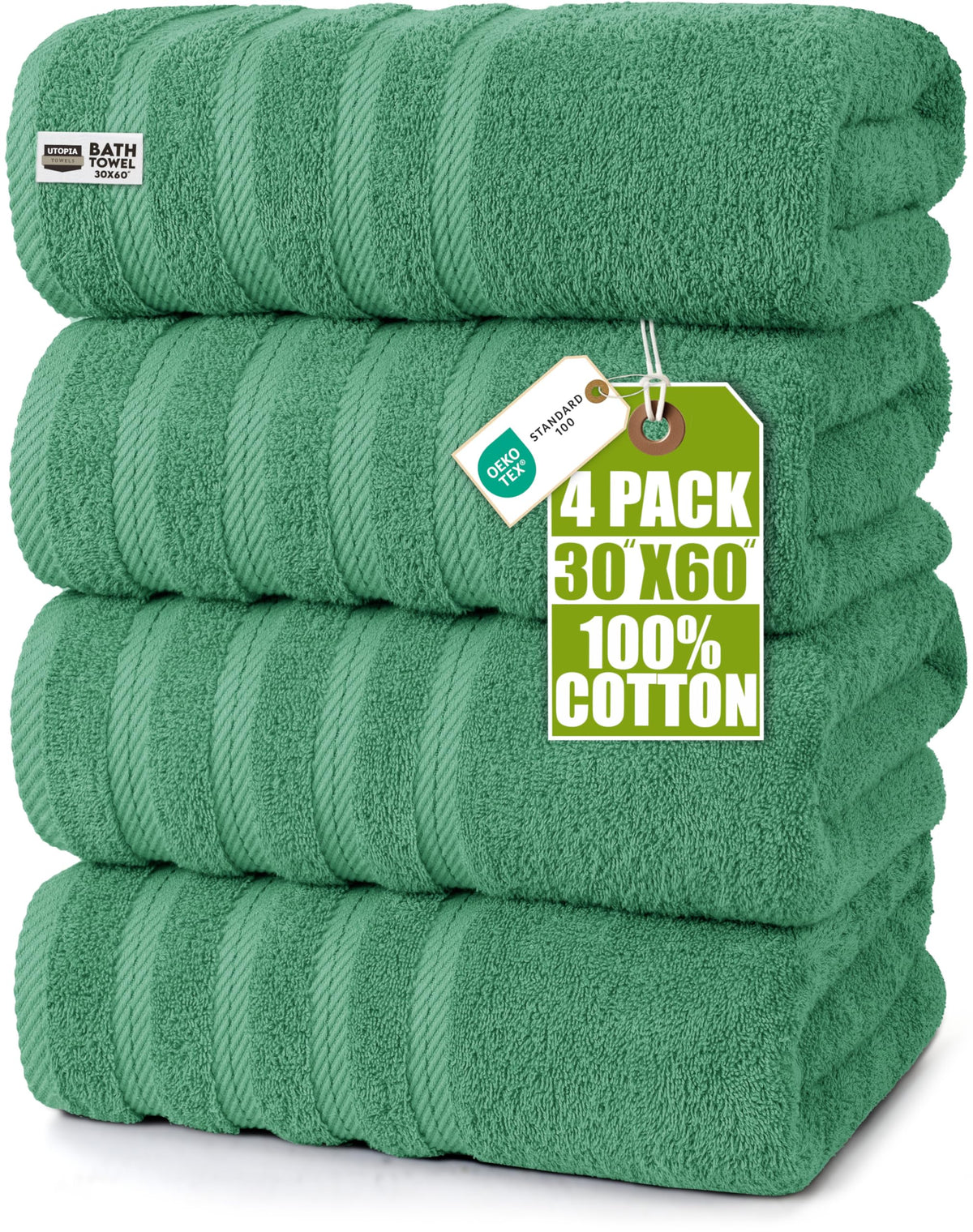 Utopia Towels 4 Pack XL Bath Towels, 30x60 in, Cotton, Grey