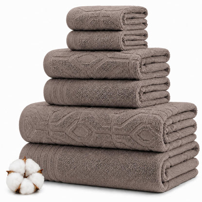 Modern Threads 6 Piece Bath Towel Set – Bathroom Towel Set with 2 Bath Towels, 2 Hand Towels & 2 Washcloths – 100% Cotton, Soft & Absorbent – Waffle (Classic Taupe)
