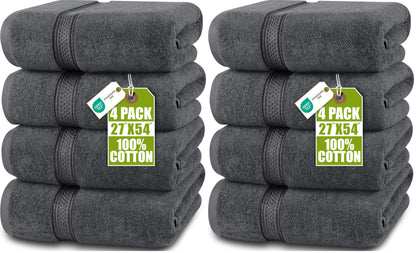 Utopia Towels 4 Pack Premium Bath Towels, 27x54 in, 600 GSM Cotton Grey