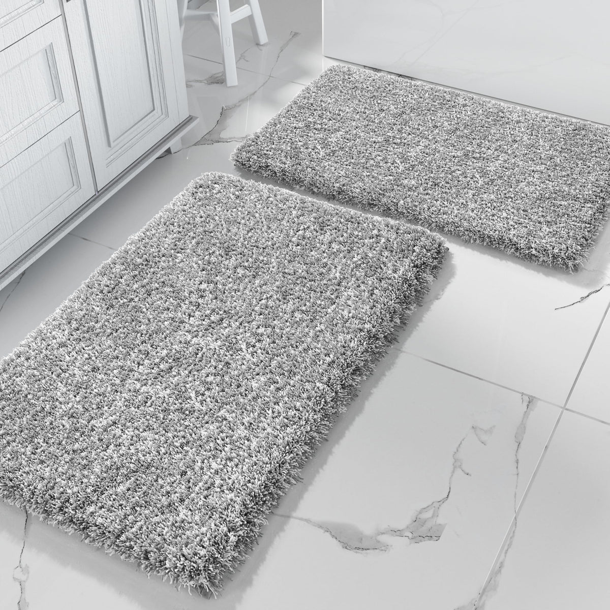 Yimobra Bathroom Rugs Sets 2 Piece, 32x20+24x17, Light Green and White