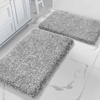 Yimobra Bathroom Rugs Sets 2 Piece, 32x20+24x17, Light Green and White