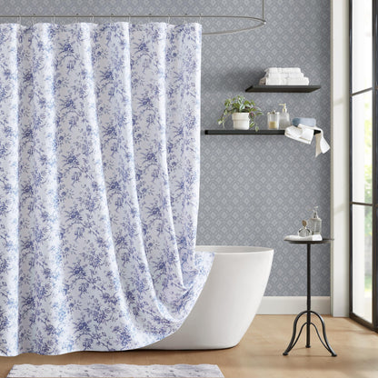 Laura Ashley Walled Garden Shower Curtain for Bathroom, 72 x 72, Green