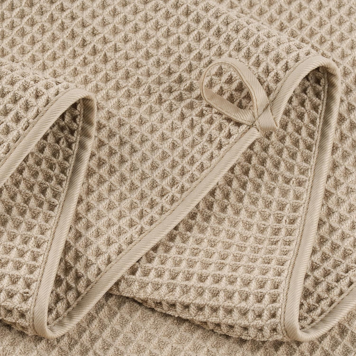 POLYTE 430 GSM Poly Blend Microfiber Quick Dry Waffle Bath Towel Set of 6