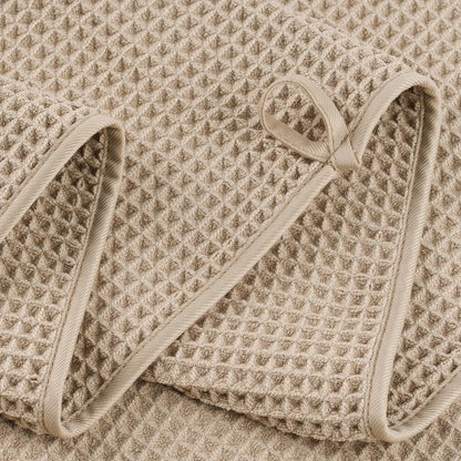 POLYTE 430 GSM Poly Blend Microfiber Quick Dry Waffle Bath Towel Set of 6