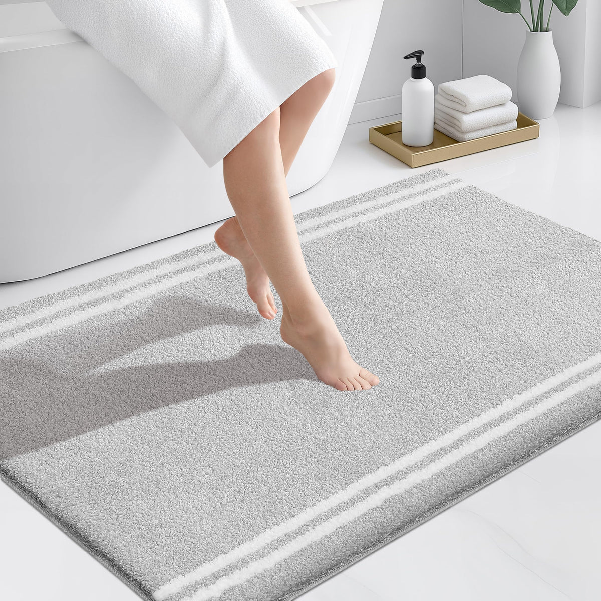 PURRUGS Bathroom Runner Rug, Bath Mat, 24" x 60", Beige
