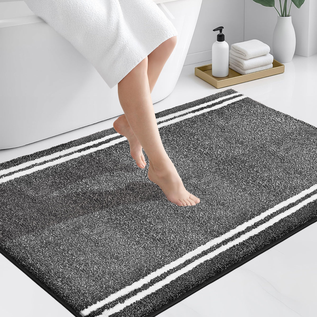 PURRUGS Bathroom Runner Rug, Bath Mat, 24" x 60", Beige
