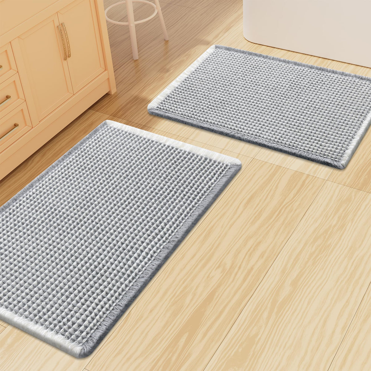 Smiry Waffle Bathroom Rugs Sets 2 Piece (30x20+24x16, Brown)