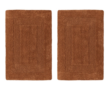 COTTON CRAFT 2 Pack Reversible Bath Mat Rug - Soft Luxurious -17x24- Ivory