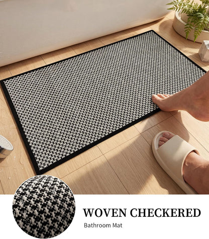 YIHOUSE Black Bathroom Rugs Sets 2 Pieces,Thin Bath Mat Quick Dry