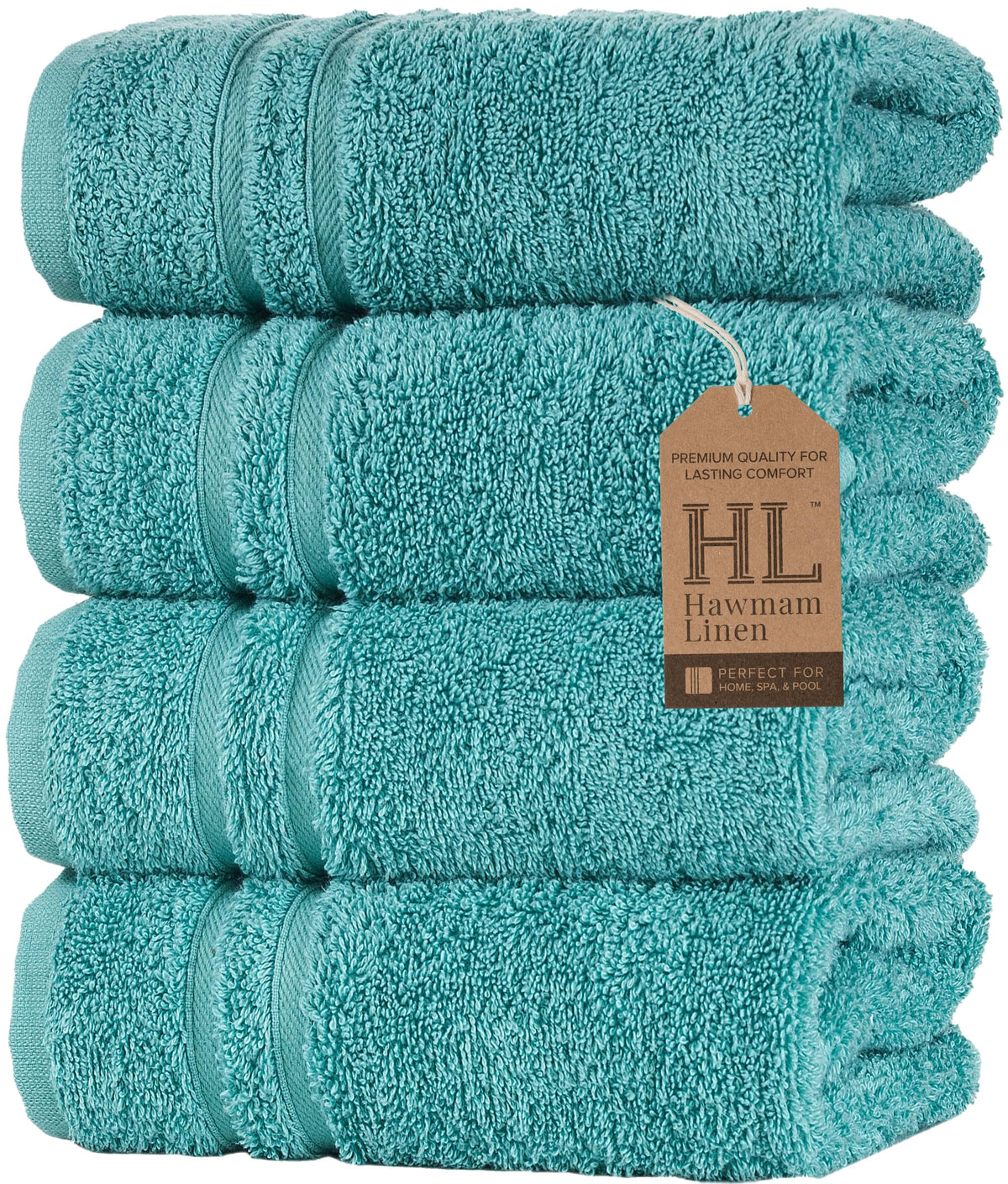 Hawmam Linen Cream 6 Piece Bath Towels Set for Bathroom Original Turkish Cotton Soft, Absorbent and Premium 2 Bath Towels, 2 Hand Towels, 2 Washcloths (Sea Salt)