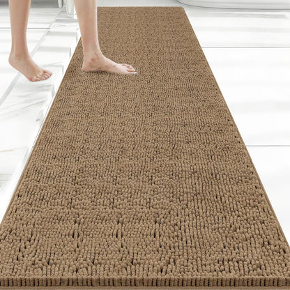 Bcoimo Small Bath Rug Mat,24x17 Chenille High Absorbent Latte Bathroom Mats
