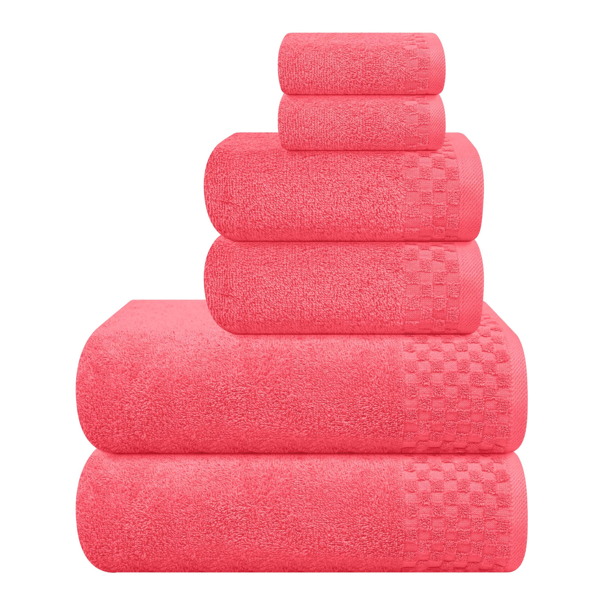 MyOwn Premium Cotton 6 Pack Towel Set for Bathroom, Contains 2 Bath Towels 28x55 inch, 2 Hand Towels 16x24 inch & 2 Wash Coths 12x12 inch, Ideal Everyday use, Compact & Lightweight - Black