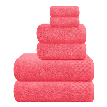 MyOwn Premium Cotton 6 Pack Towel Set for Bathroom, Contains 2 Bath Towels 28x55 inch, 2 Hand Towels 16x24 inch & 2 Wash Coths 12x12 inch, Ideal Everyday use, Compact & Lightweight - Black