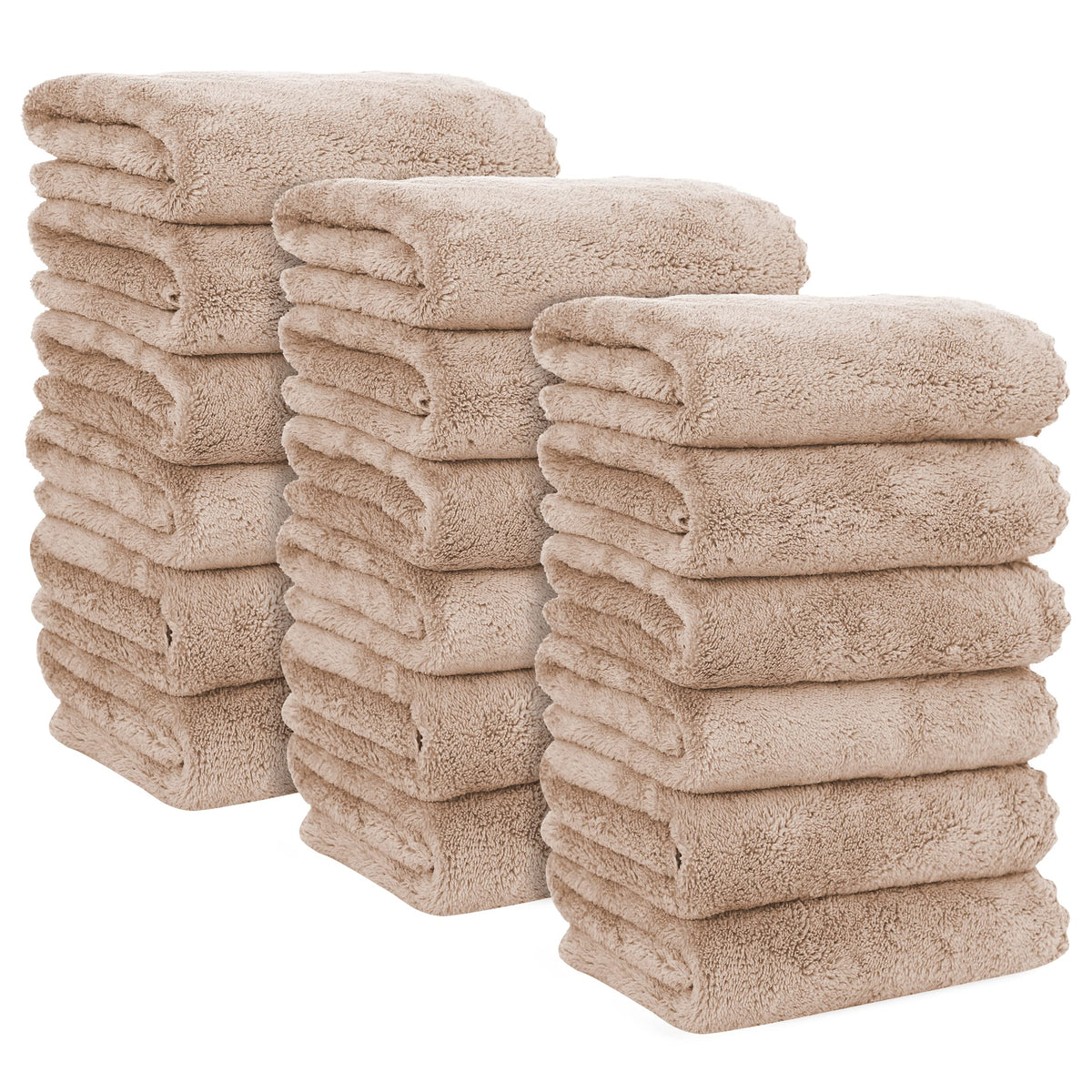 MOONQUEEN 6 Pack Premium Hand Towels - Quick Drying - Microfiber Coral Velvet Highly Absorbent Towels - Multipurpose Use as Hotel, Bathroom, Shower, Spa, Hand Towel 16 x 28 inches (Brown)