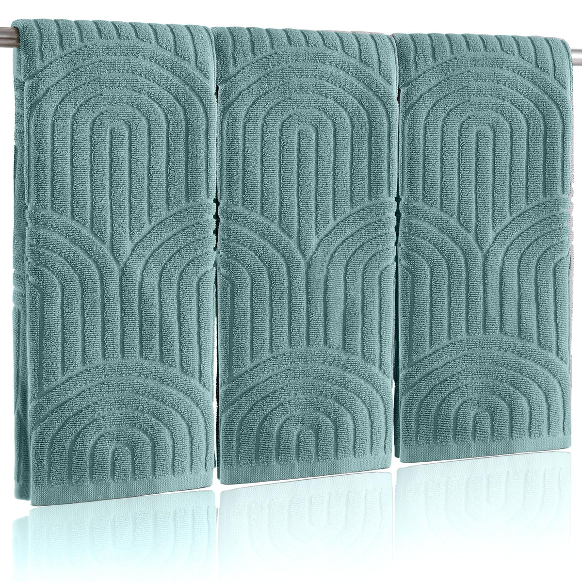 Boho 100% Cotton Towels - 3 Pcs 16 x 26 inches Hand Towels Set Ultra Soft and Highly Absorbent for Bathroom or Kitchen, Hotels, Spa